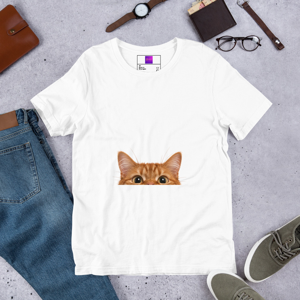 Maglietta con gatto rosso