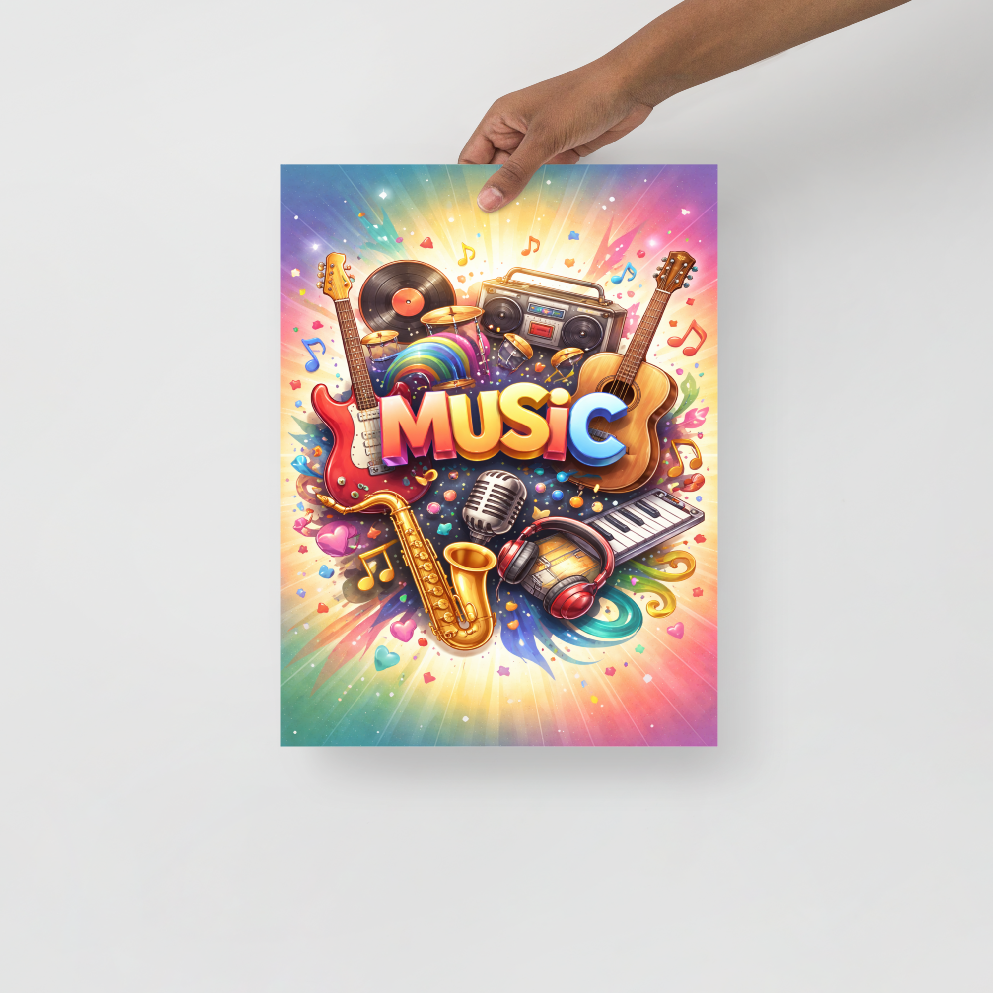 Music Colorful Instruments Poster Rolled